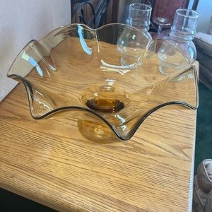 Large Amber Glass Bowl